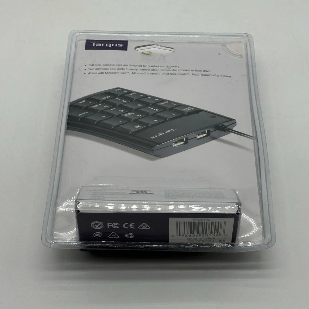 Factory Sealed！Targus PAUK10U Wired USB 2.0 Numeric Keypad with‎ 2 Port Hub
